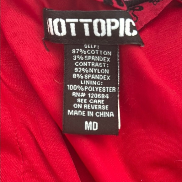 Hot topic Red & Black Flocked Filigree Skull Dress - Picture 12 of 14